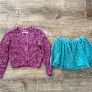 Epic Threads Magenta Cardigan and Teal Skirt Set